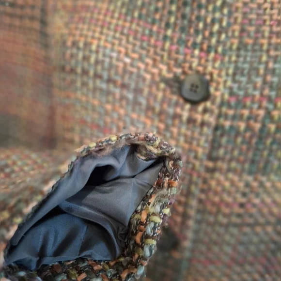 Requirements Multicolor Tweed Trench Coat Sz 8 - Picture 14 of 16